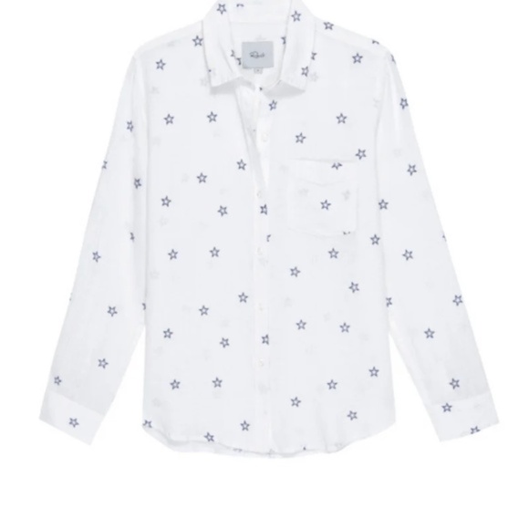 Rails Charli Star Linen Blend Blouse in Flocked Midnight Stars Size Large - Picture 4 of 14